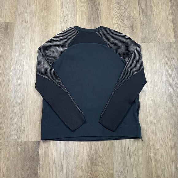 Nike Sweatshirt Womens Medium Black Striped Sleeve Side Zip Pullover Crewneck - Picture 7 of 12